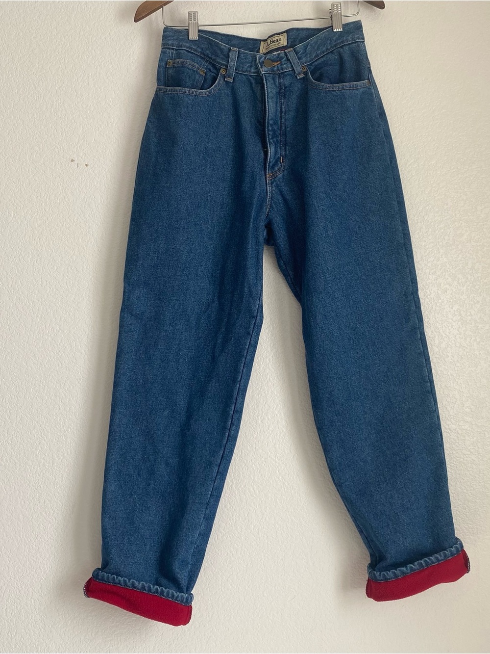 Vintage L.L. Bean Original high rise relaxed fit fleece lined denim jeans, 10